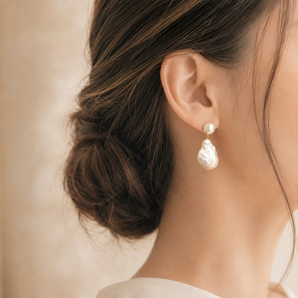 "Magnolia  マグノリア " baroque  pearl   wedding  ピアス　イヤリング - hikari pearl.