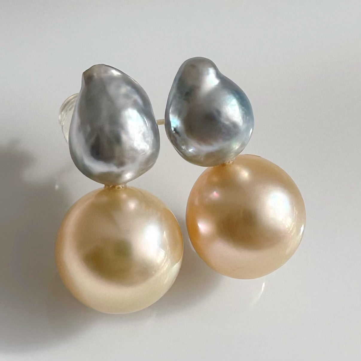 一点もの　k10 Akoya South Sea pearl double pearl ピアス - hikari pearl.