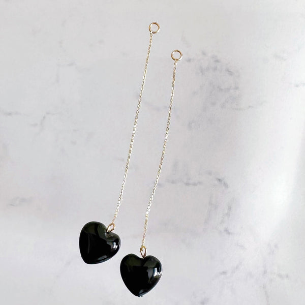 k10/k18 onyx coeur long chain charm ピアス　イヤリング