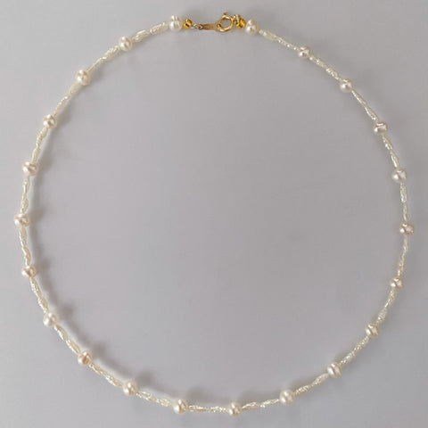 5mm pearl station necklace