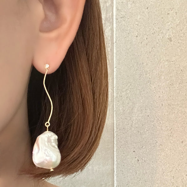 baroque  pearl  s line crystalピアス　イヤリング