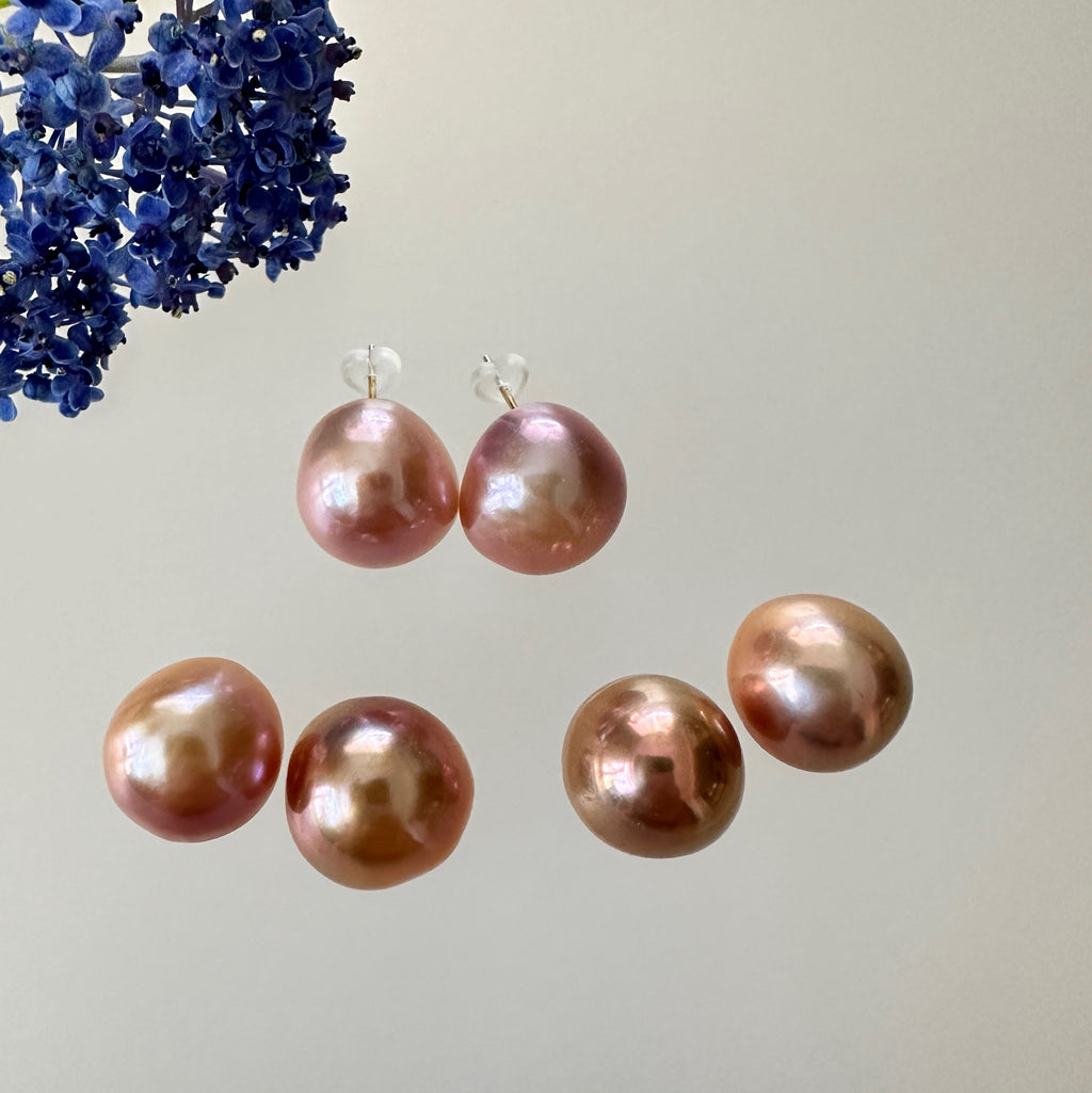 一点もの　natural color pink purple orange 14mmUP ピアス　イヤリング