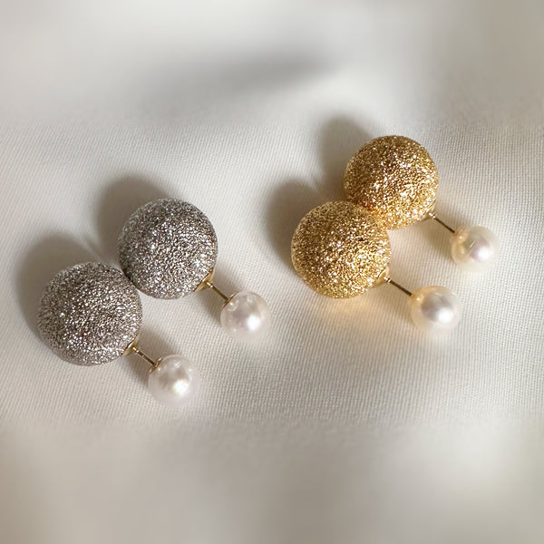 silver ball pearl catch ピアス　gold silver