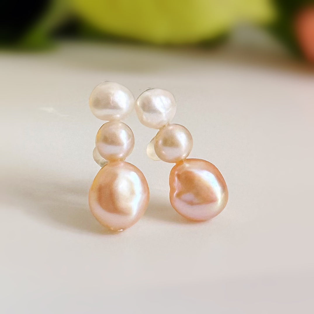 nuance  pearl 3 line  ピアス　イヤリング　pink