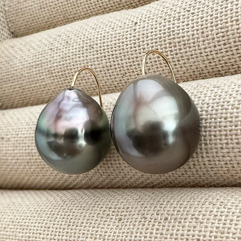 一点もの　k18 tahiti pearl  ピアス - hikari pearl.