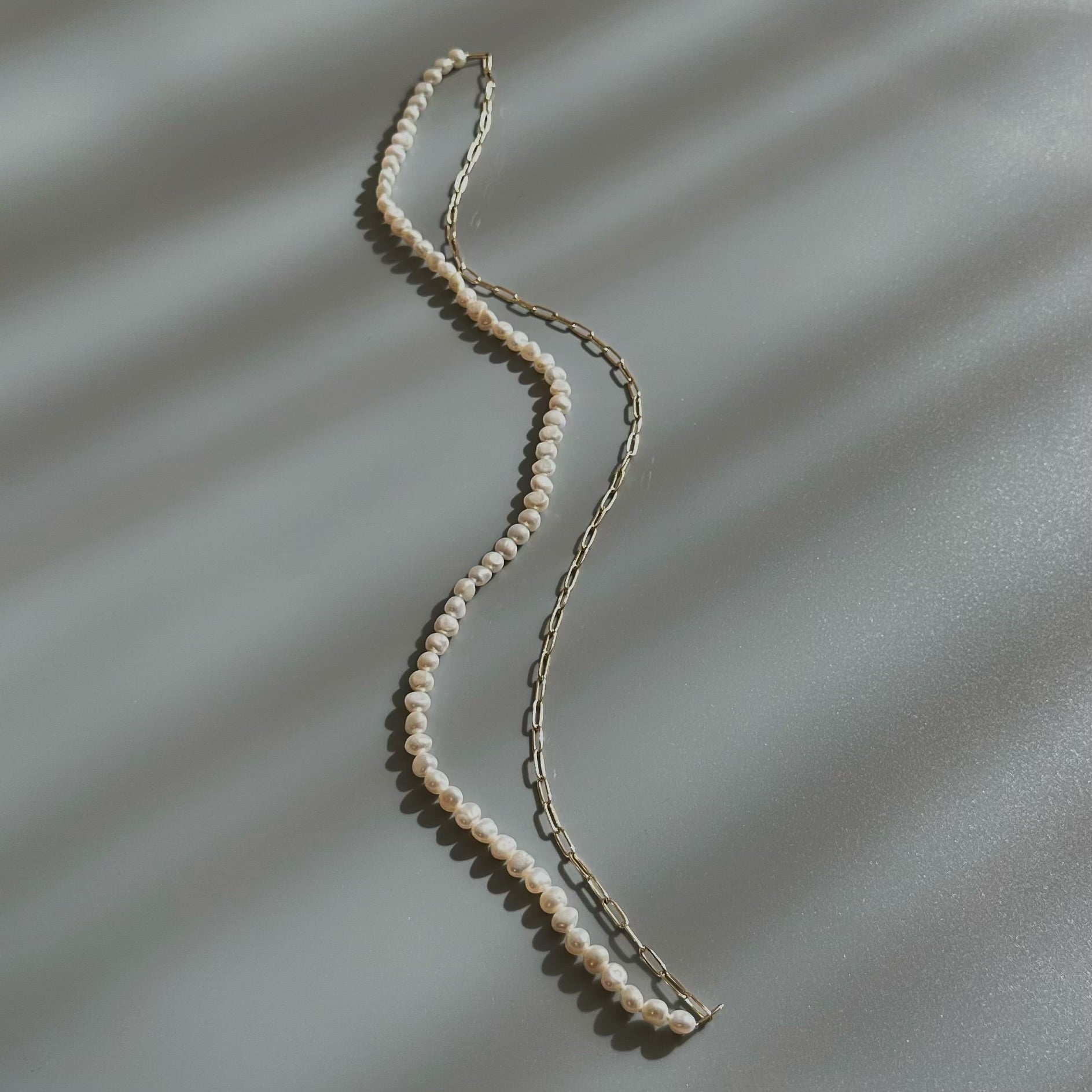 "bellbind ベルバインド"  ペーパークリップチェーン　パール　ロングネックレス　（長さオーダー可） - hikari pearl.