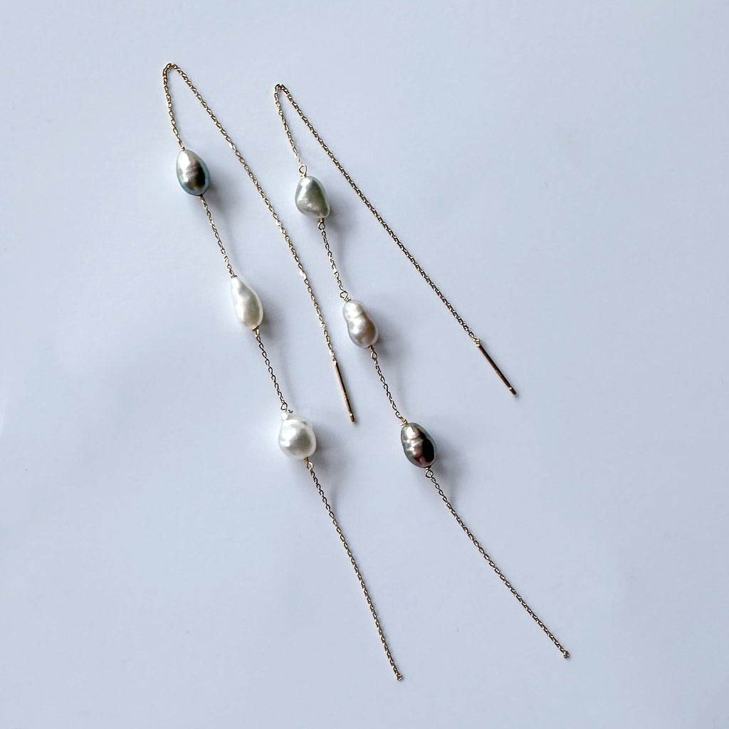 Tahiti station long chain ピアス　一点もの