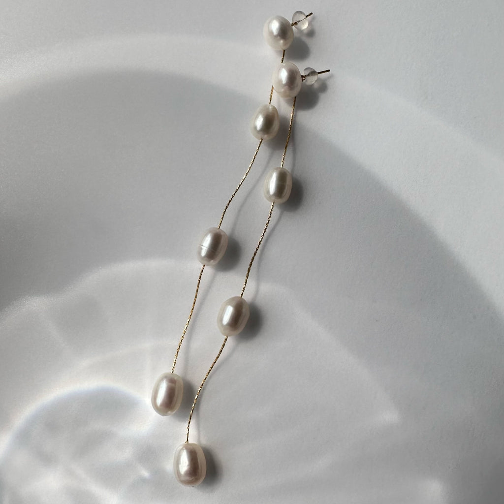 "Ligne Quatre リーニュ キャトル" バロックパール　4連 ロングピアス　イヤリング  wedding - hikari pearl.