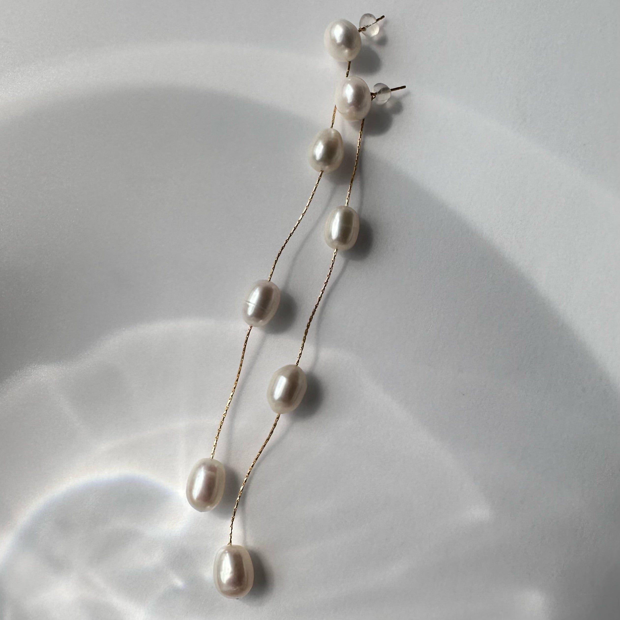 "Ligne Quatre リーニュ キャトル" バロックパール　4連 ロングピアス　イヤリング  wedding - hikari pearl.