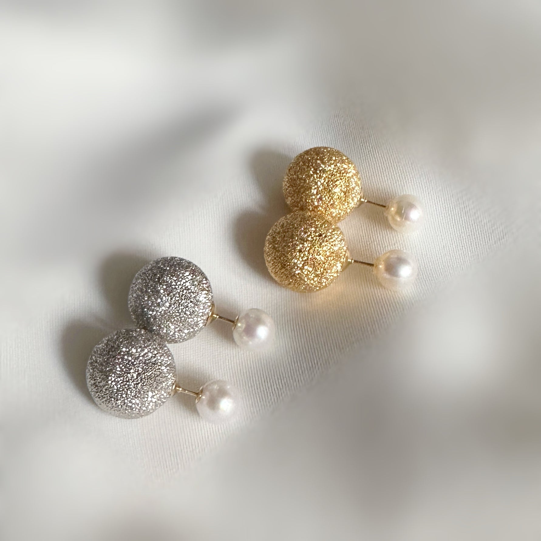 silver ball pearl catch ピアス　gold silver - hikari pearl.