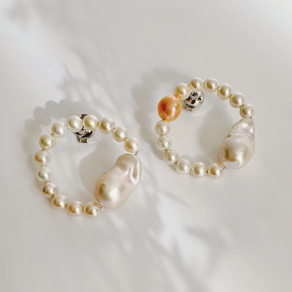 baroque  pearl circle pin brooch