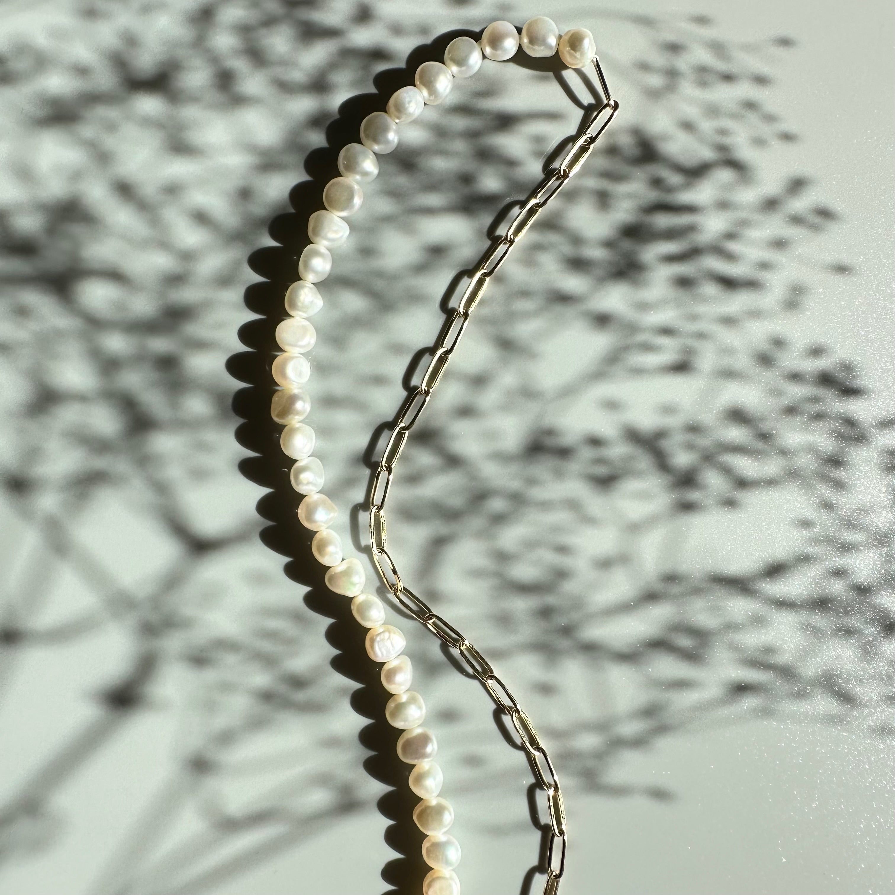 "bellbind ベルバインド"  ペーパークリップチェーン　パール　ロングネックレス　（長さオーダー可） - hikari pearl.