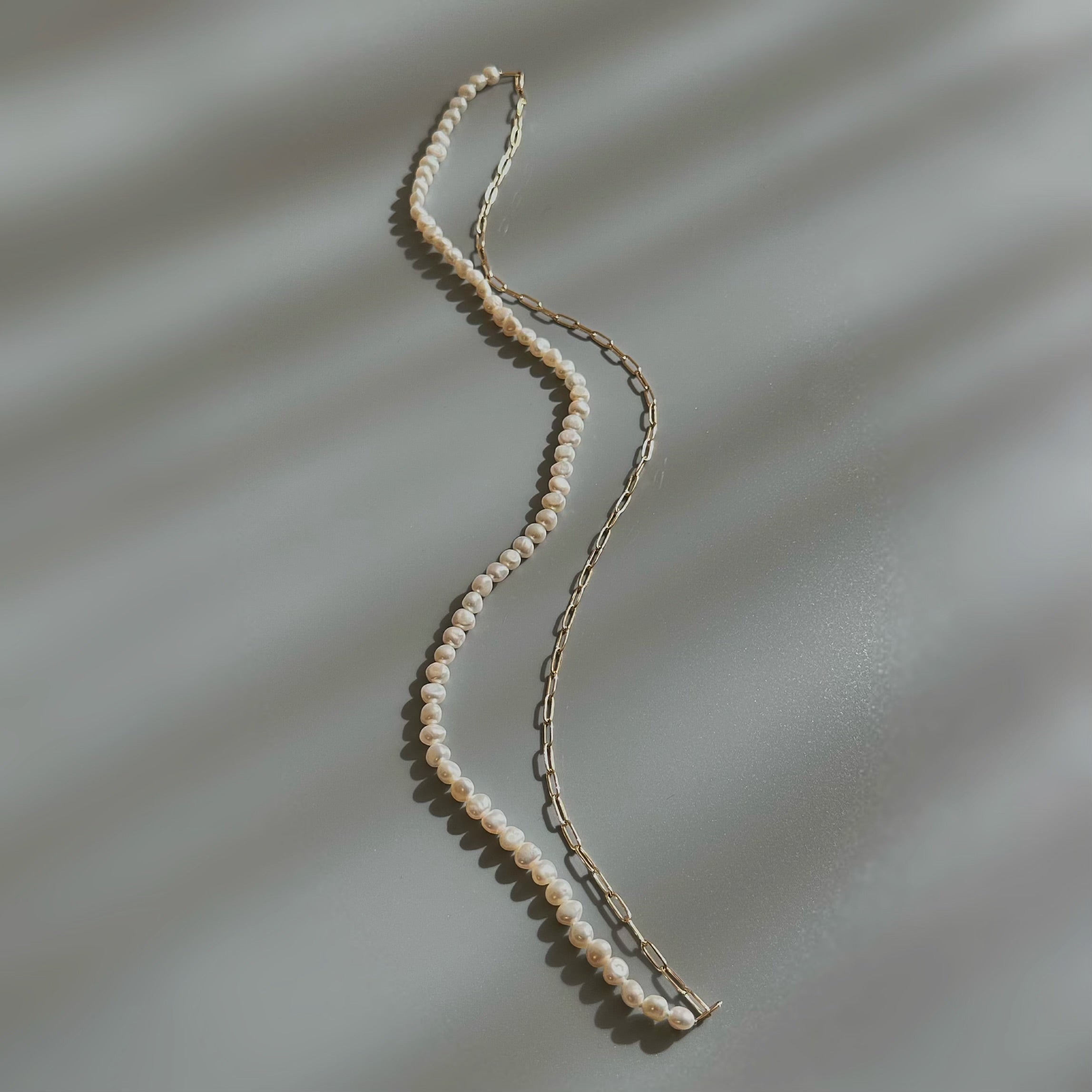 "bellbind ベルバインド"  ペーパークリップチェーン　パール　ロングネックレス　（長さオーダー可） - hikari pearl.