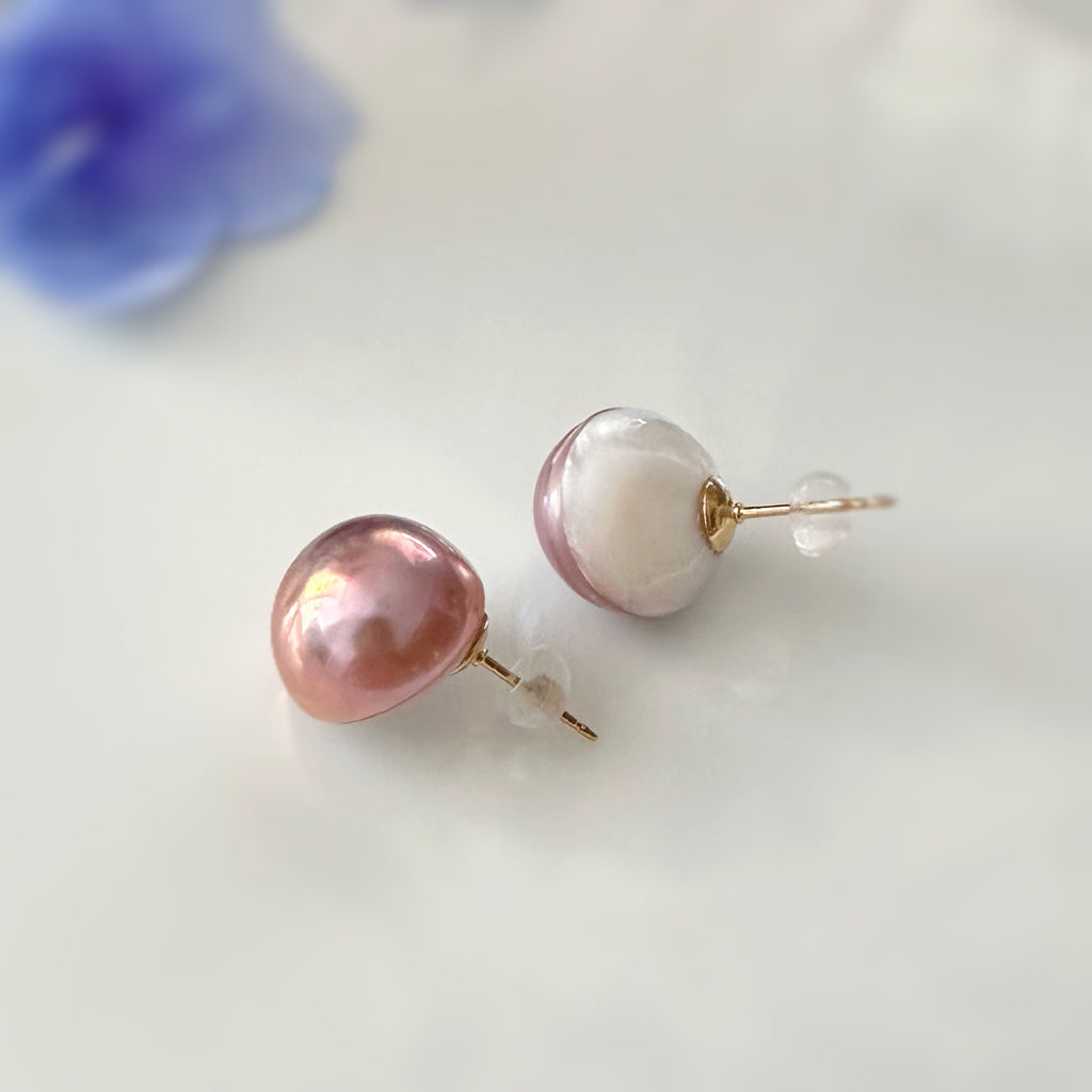 一点もの　natural color pink purple orange 14mmUP ピアス　イヤリング