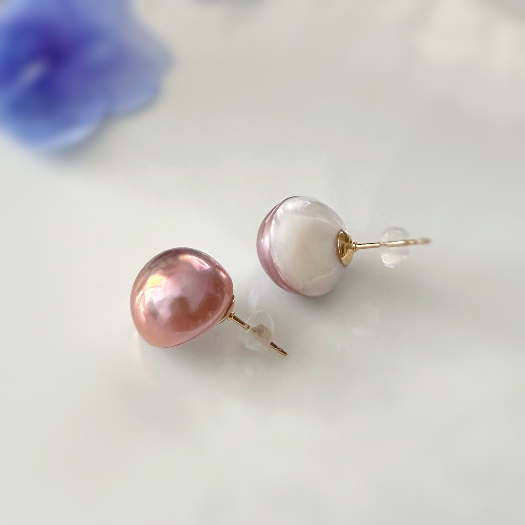 一点もの　natural color pink purple orange 14mmUP ピアス　イヤリング