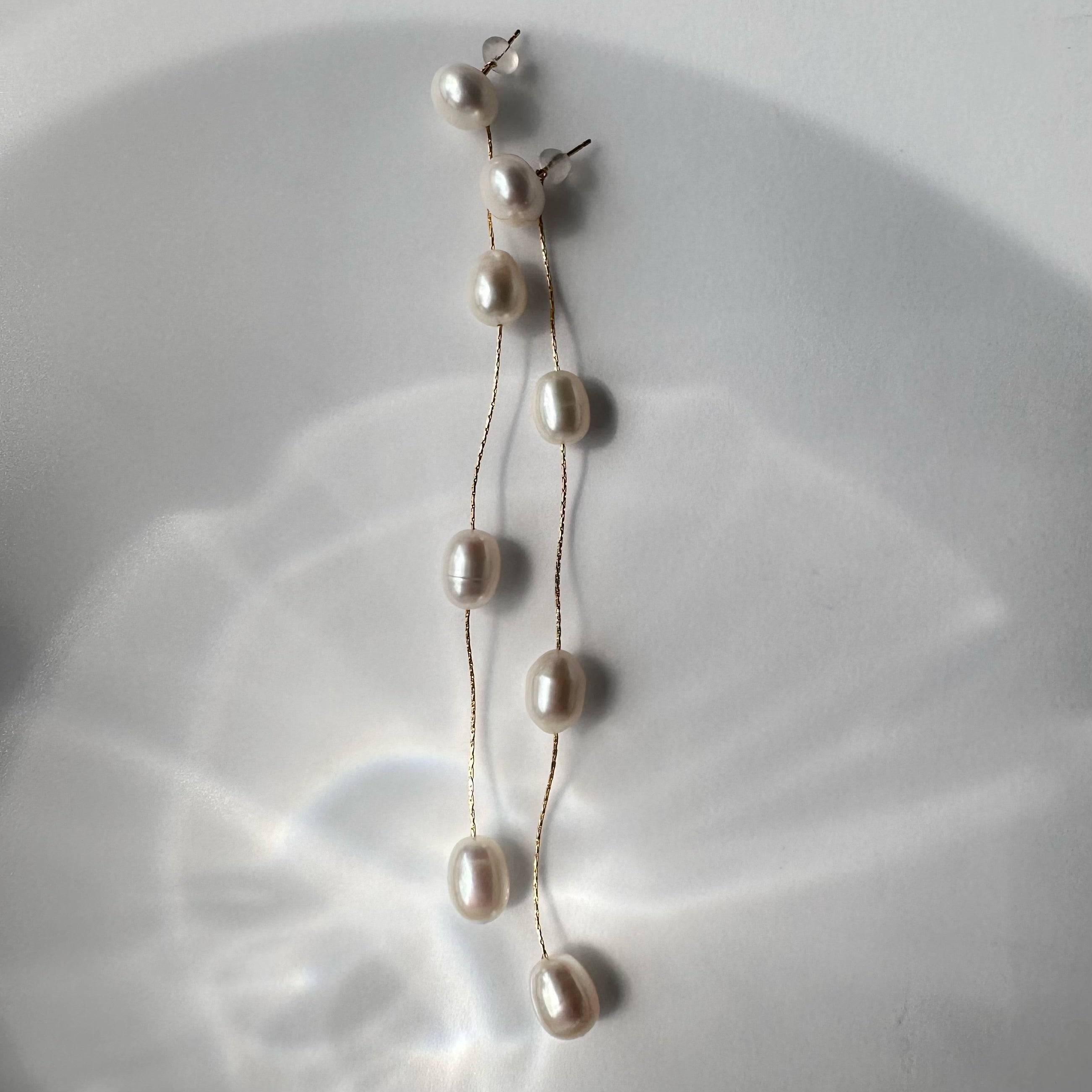 "Ligne Quatre リーニュ キャトル" バロックパール　4連 ロングピアス　イヤリング  wedding - hikari pearl.