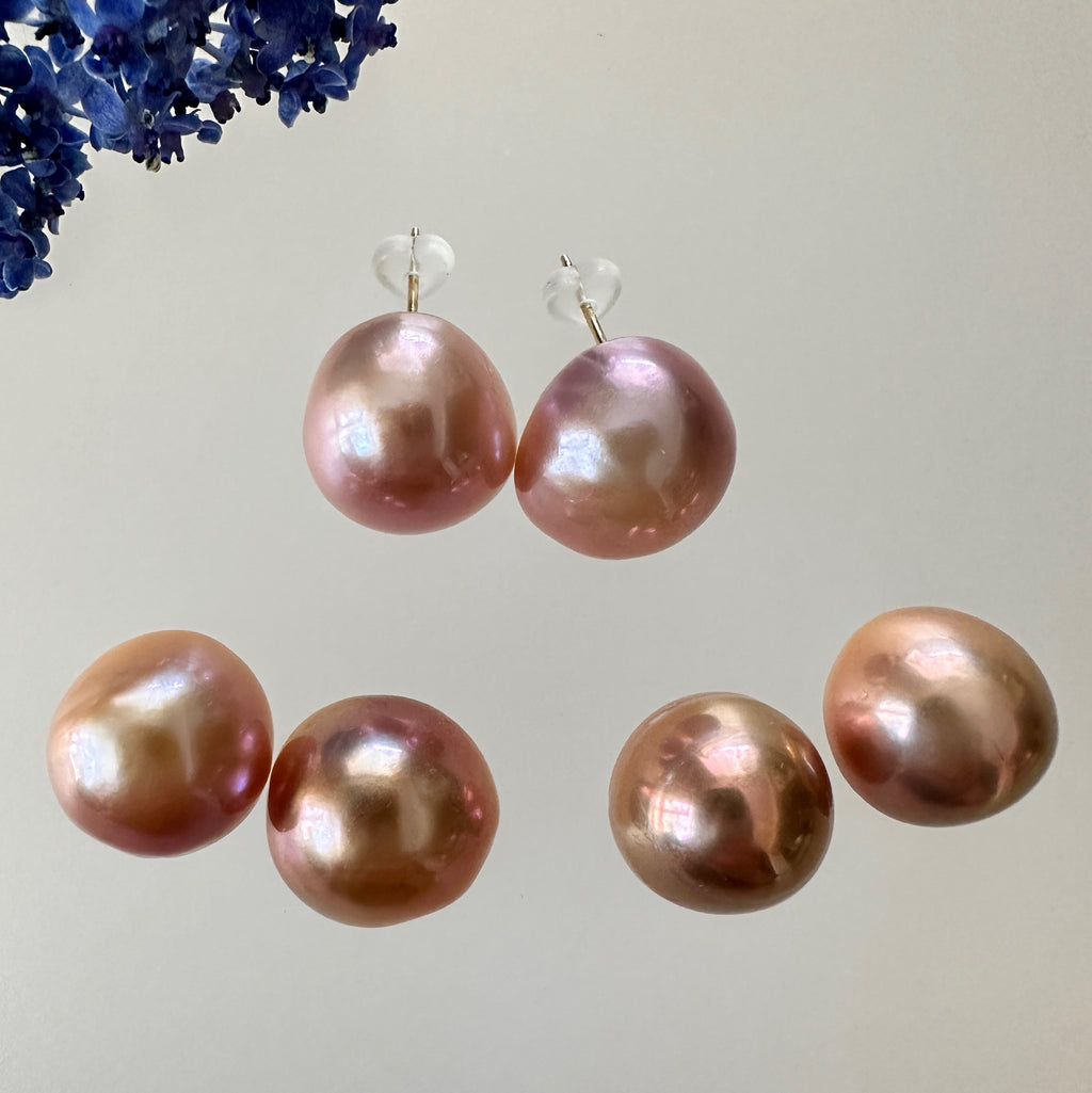 一点もの　natural color pink purple orange 14mmUP ピアス　イヤリング