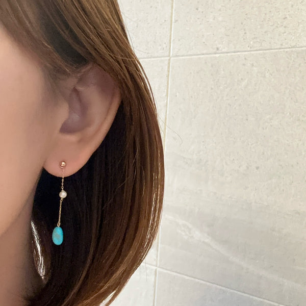 k10/k18  sleeping beauty turquoise  pearl station ピアス　イヤリング