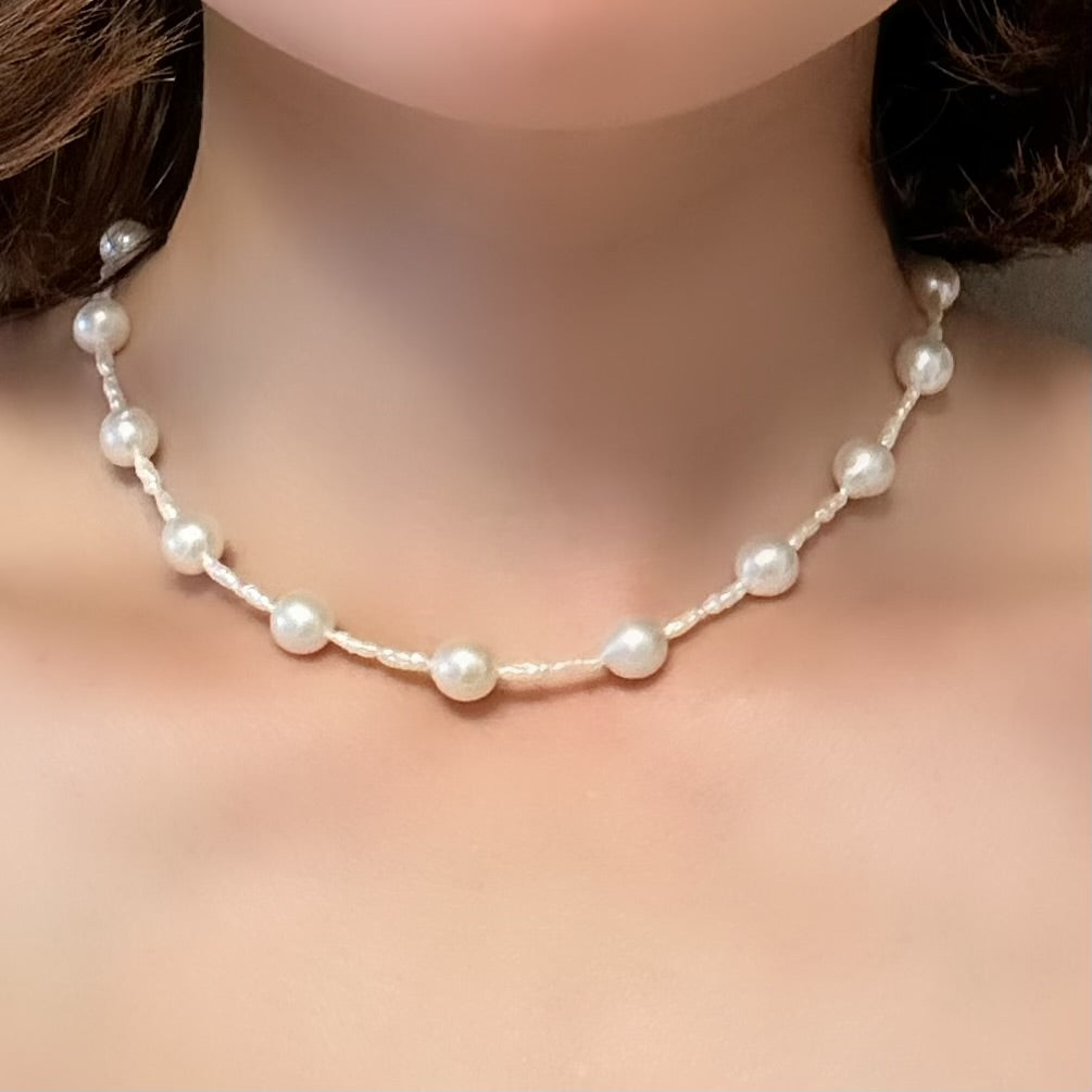 Pearl Station Necklace 8mm
