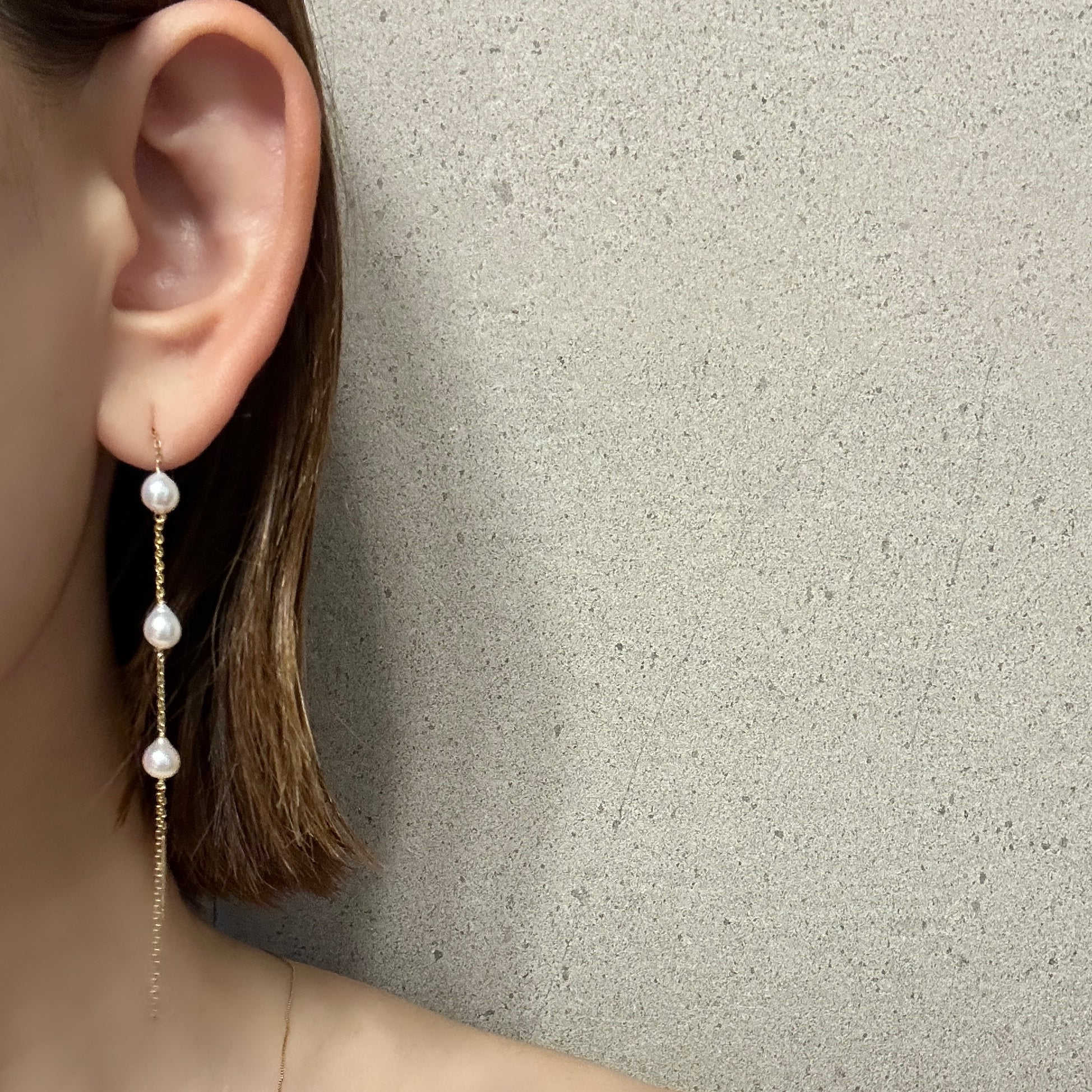 beautiful Akoya long chain waddingピアス