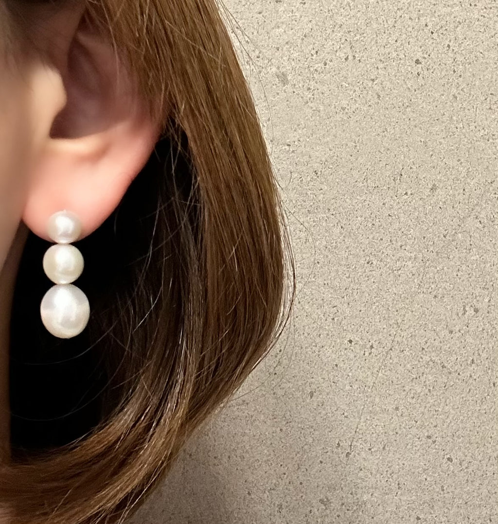 一点もの　3 egg  pearl  ピアス - hikari pearl.