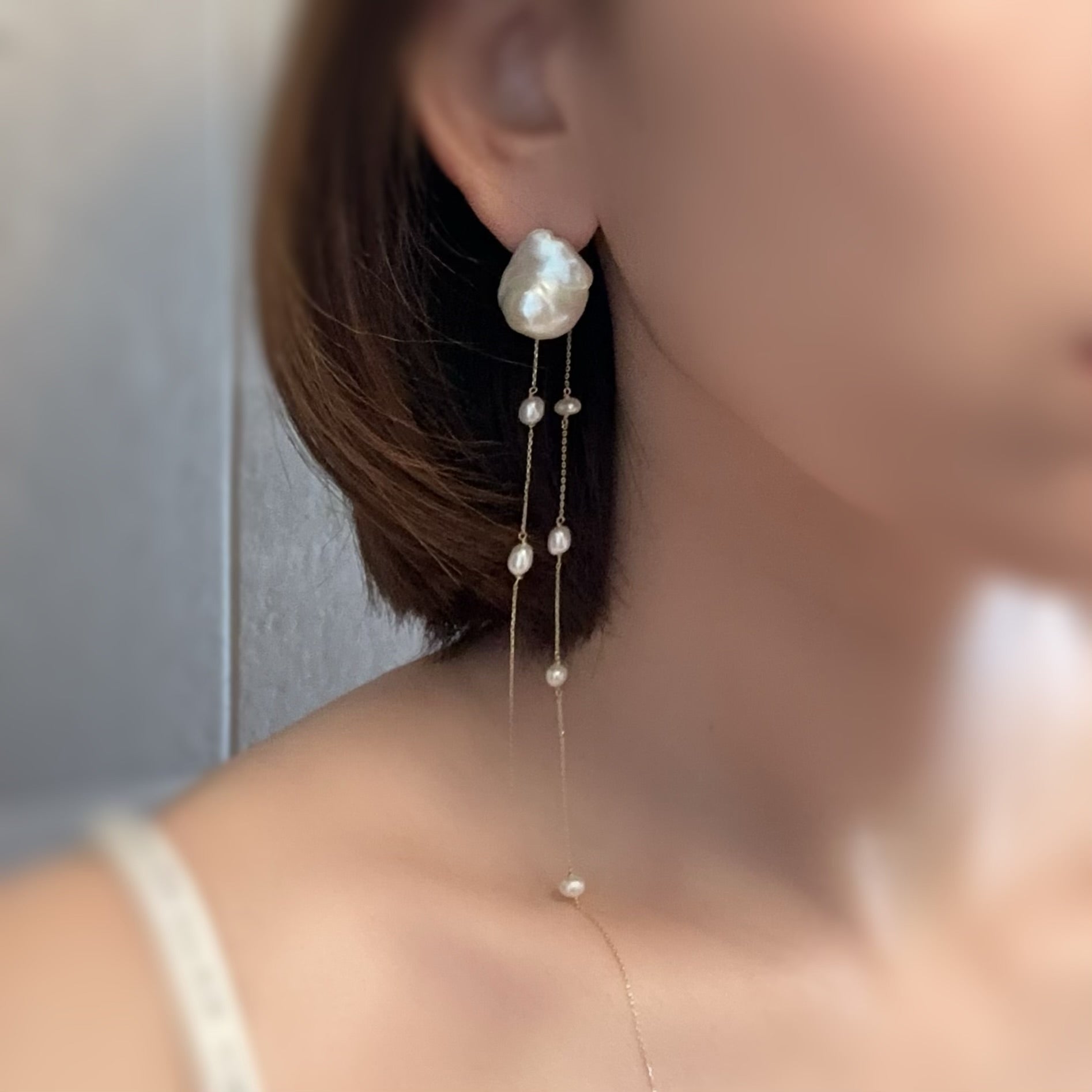 "lisianthus リシアンサス" バロックパール　ロングピアス　イヤリング　wedding baroque - hikari pearl.