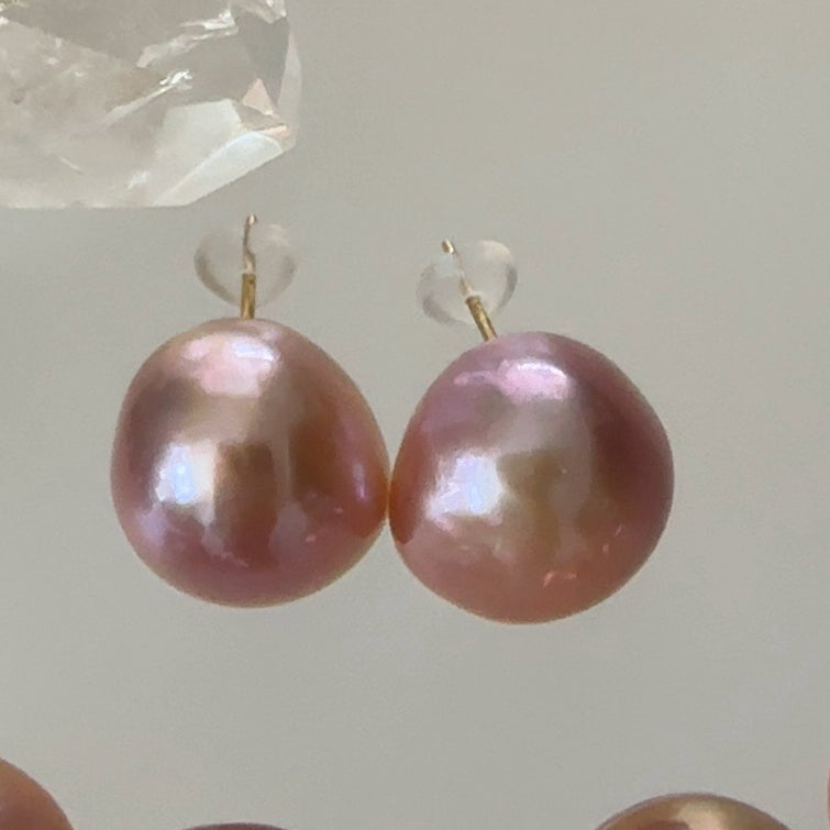 一点もの　natural color pink purple orange 14mmUP ピアス　イヤリング