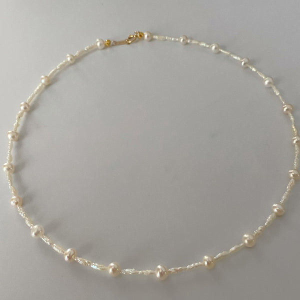 5mm pearl station necklace