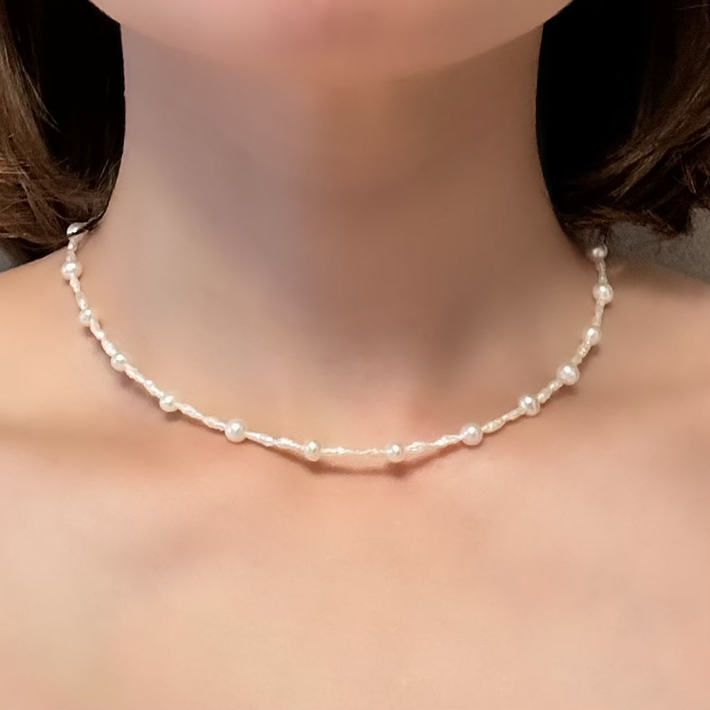 5mm pearl station necklace