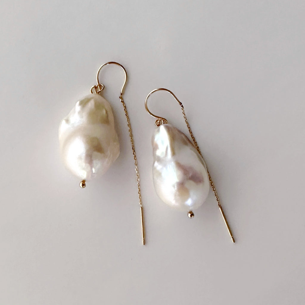 k10 oyster baroque  pearl wedding hook ピアス - hikari pearl.