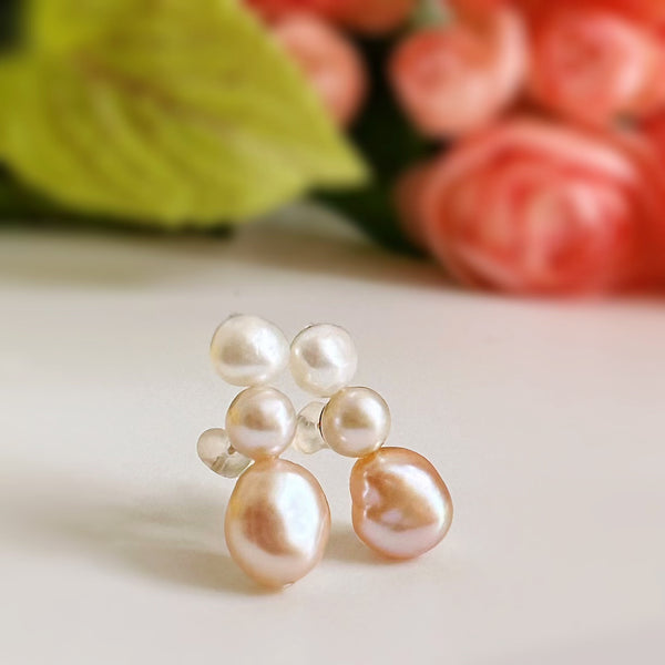 nuance  pearl 3 line  ピアス　イヤリング　pink