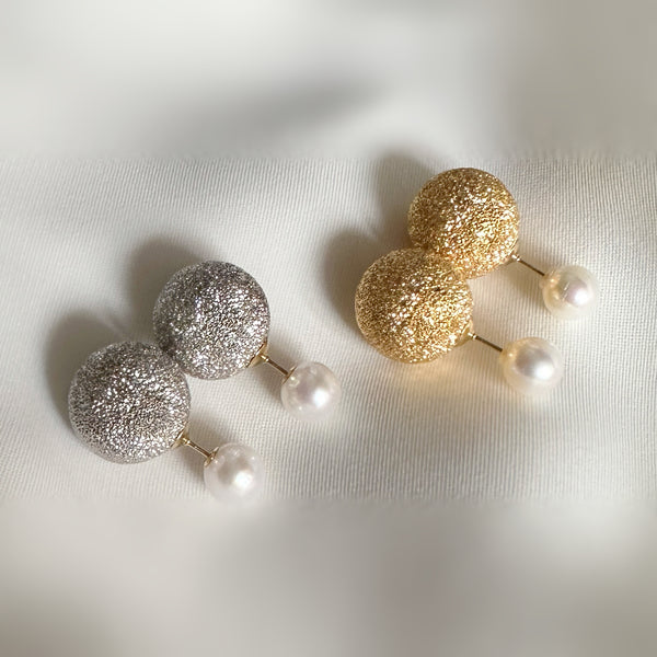 silver ball pearl catch ピアス　gold silver