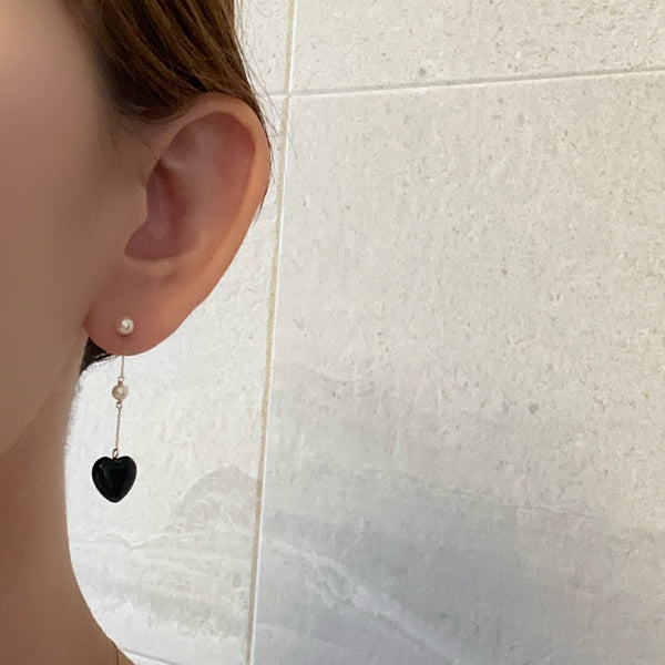 k10/k18 onyx coeur station  pearl charm ピアス　イヤリング