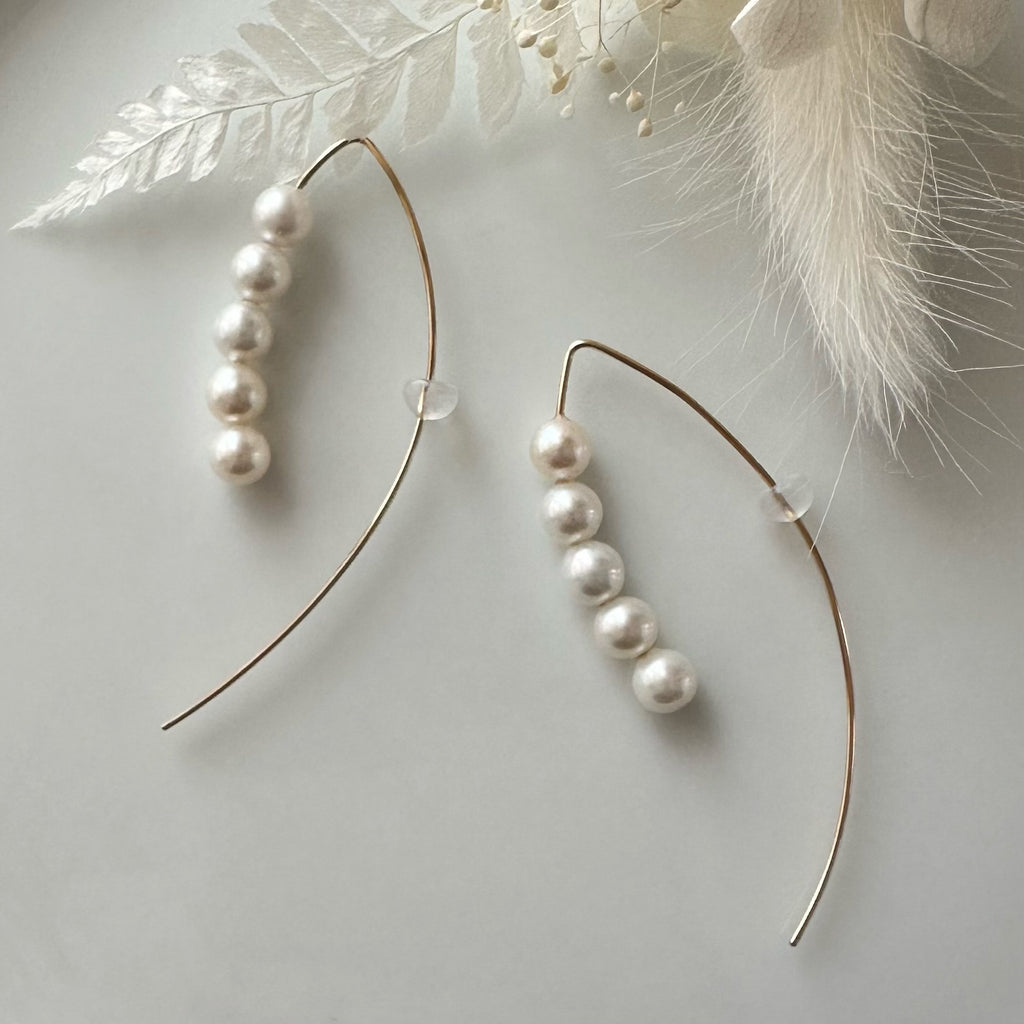 14kgf  5  pearls marquis ピアス - hikari pearl.