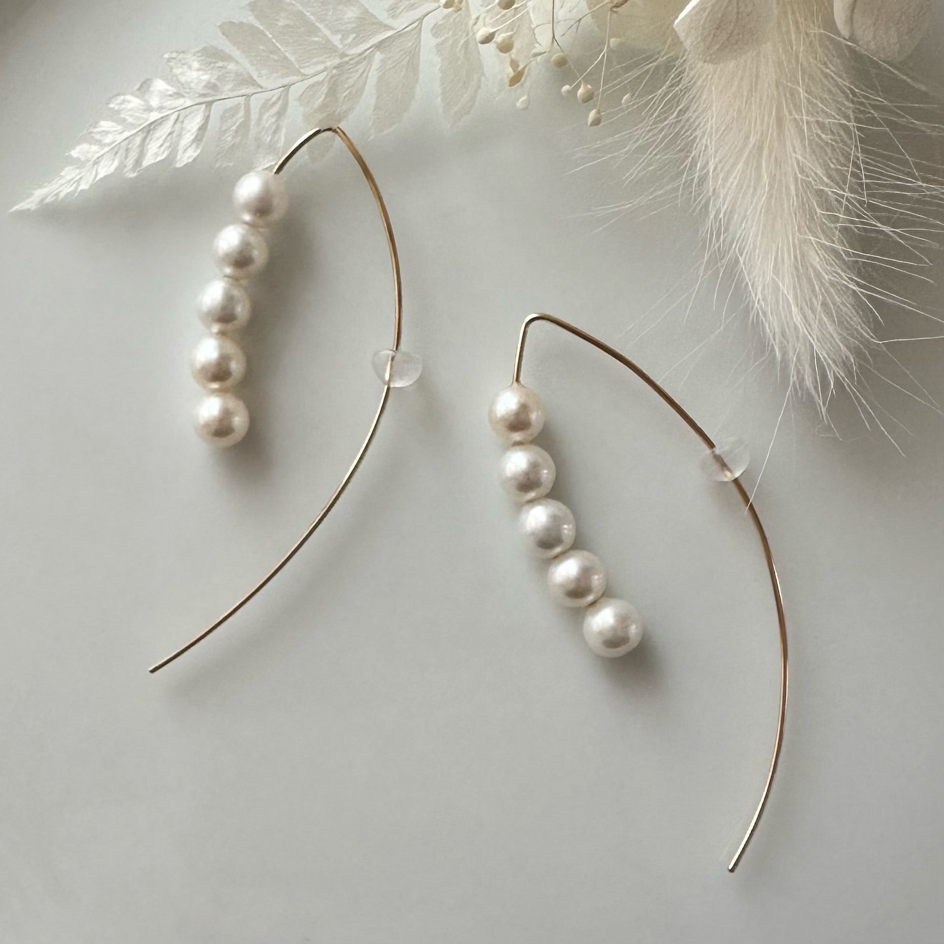 14kgf  5  pearls marquis ピアス - hikari pearl.