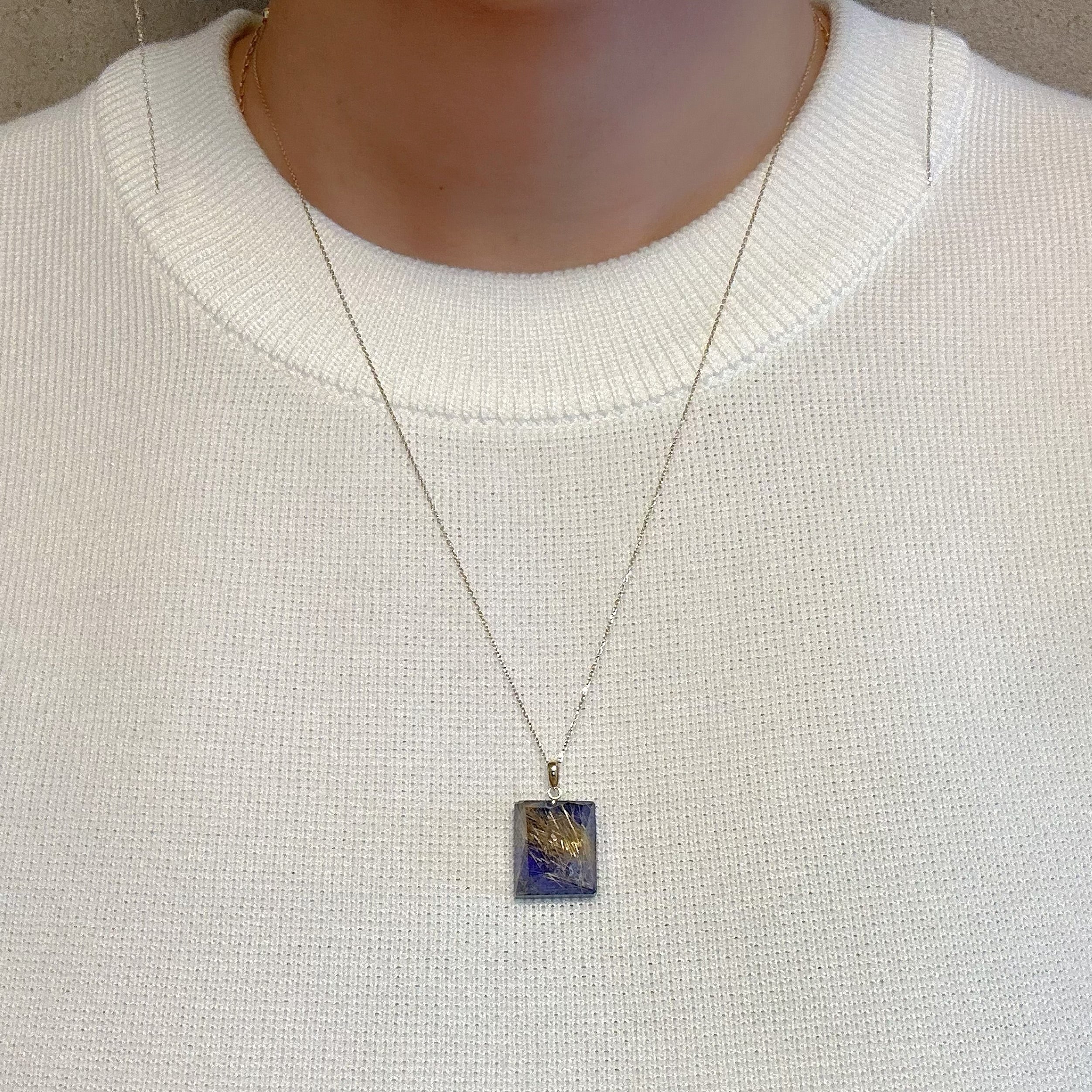 "Notte Stellata ノッテ・ステッラータ" ラピスラズリ　ルチルクォーツ　ペンダントトップ　ネックレス　一点もの - hikari pearl.