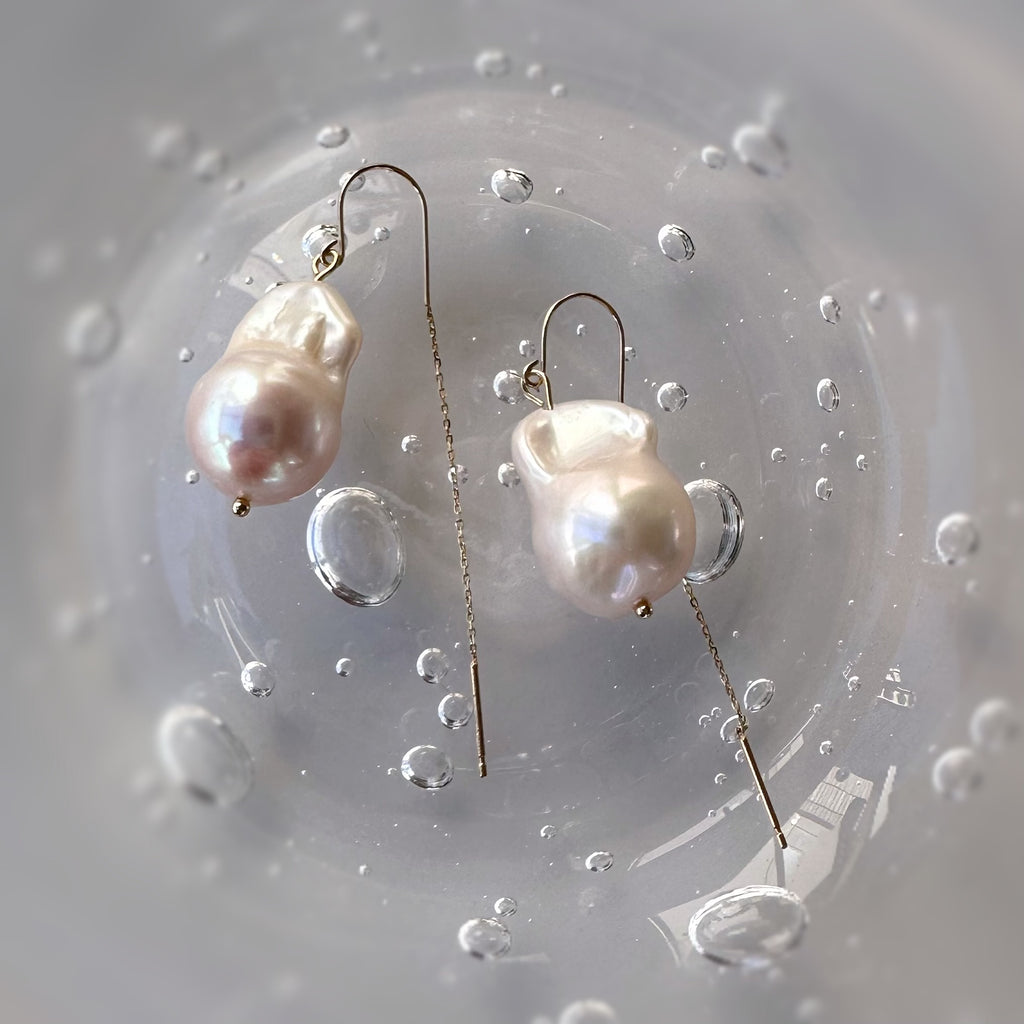 k10 oyster baroque  pearl wedding hook ピアス - hikari pearl.