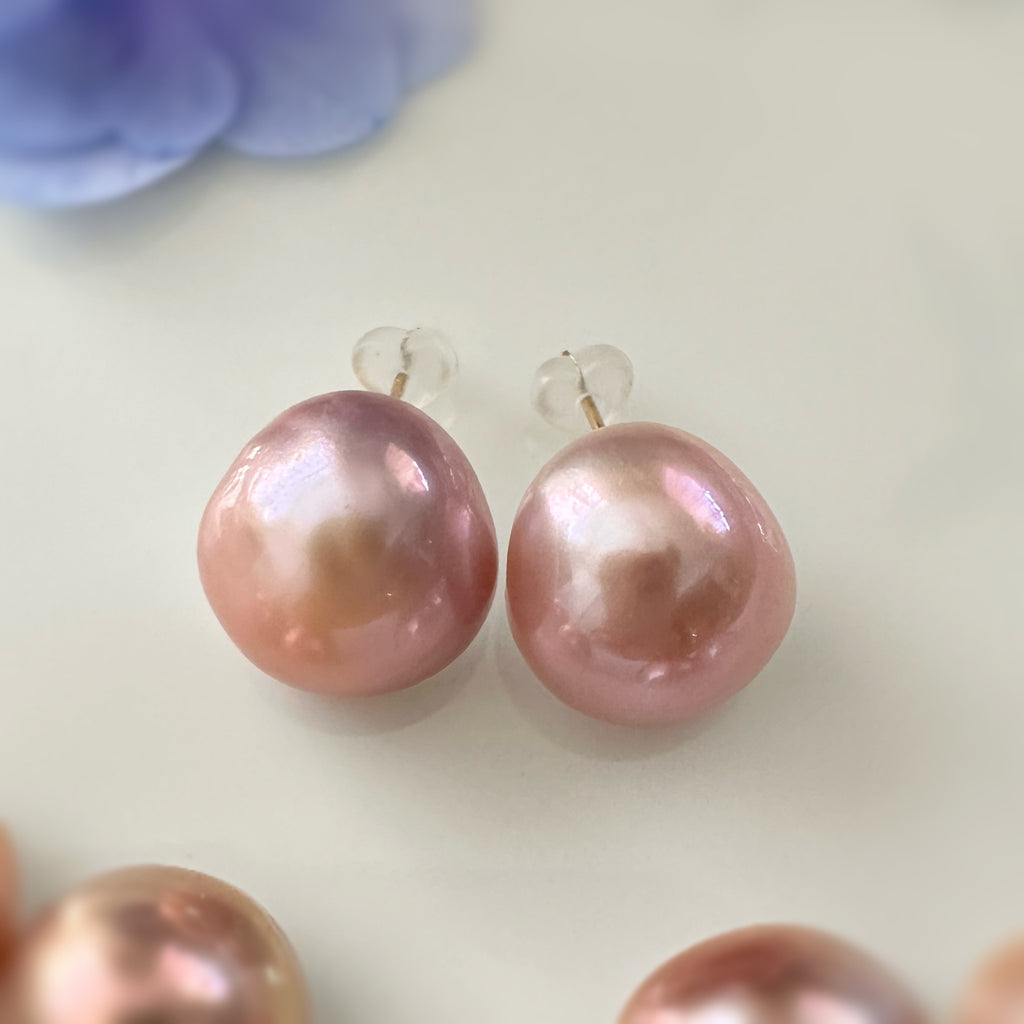 一点もの　natural color pink purple orange 14mmUP ピアス　イヤリング