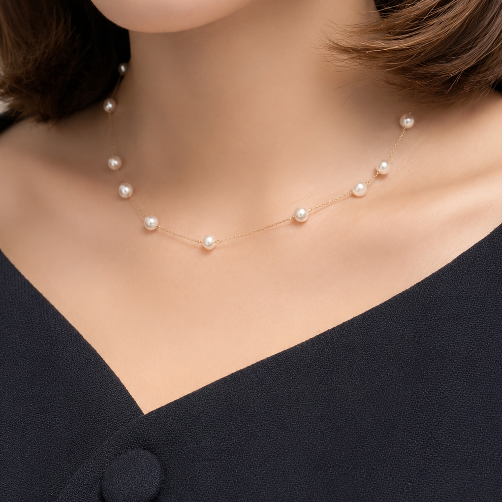 "Mimosa pearl necklace "ベビーパール　k10  チョーカーネックレス