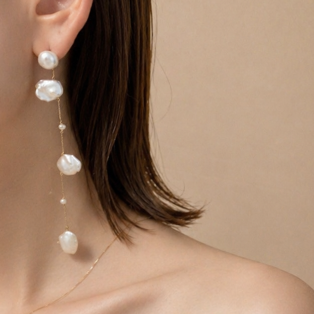 No.6 station  pearl long weddingピアス　イヤリング - hikari pearl.