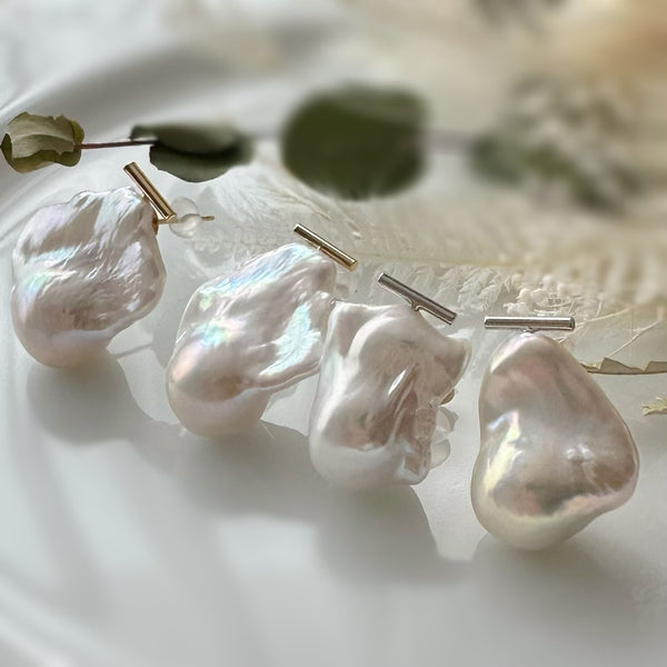 baroque  pearl baguette oyster wedding ピアス　イヤリング