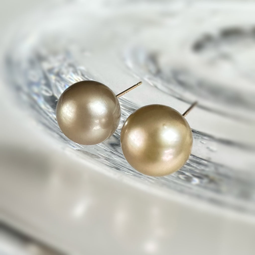 タヒチパール 2wayロングピアス／イヤリング｜シャンパンゴールド