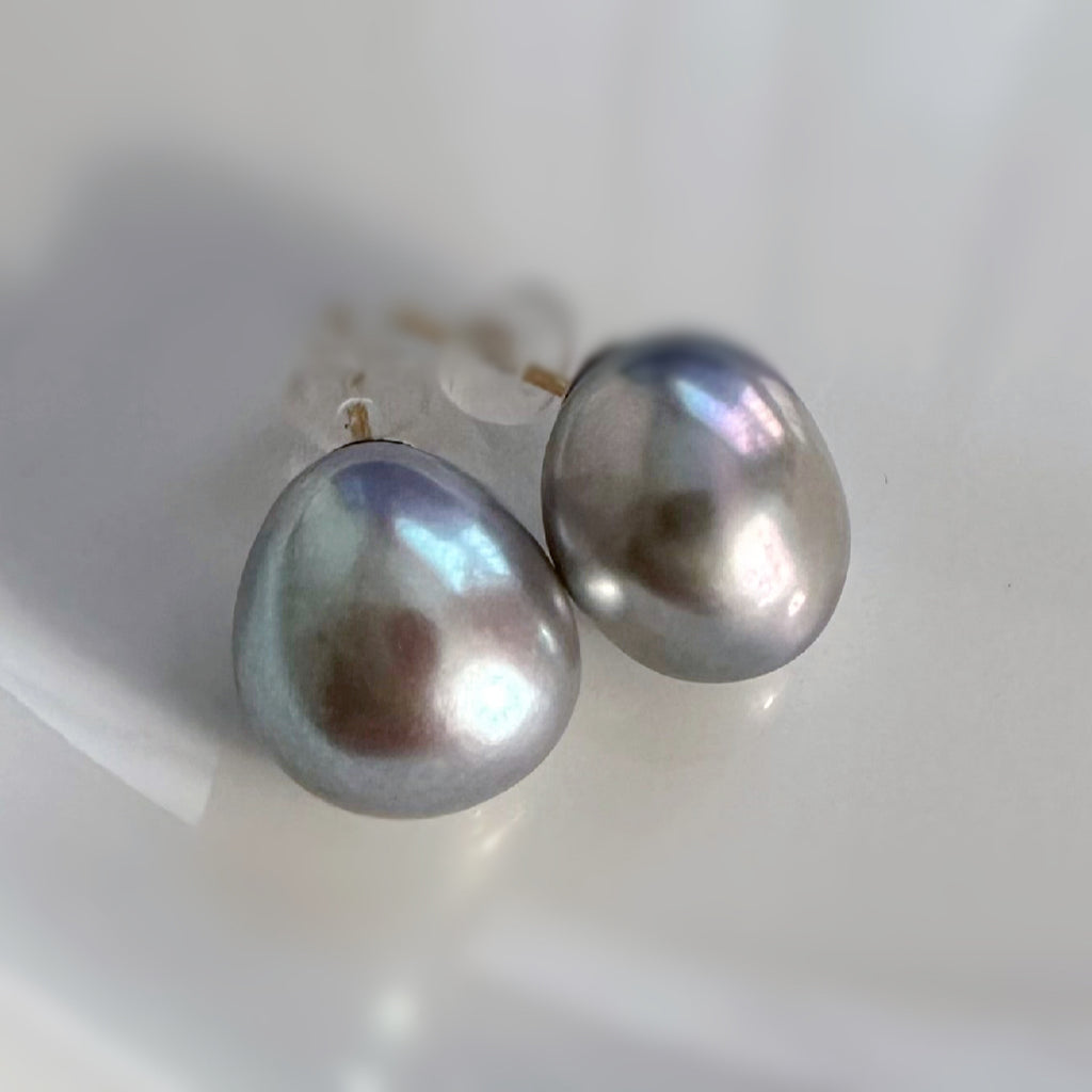 "Pearl Plump Gray パール プランプ グレー" ピアス　イヤリング - hikari pearl.