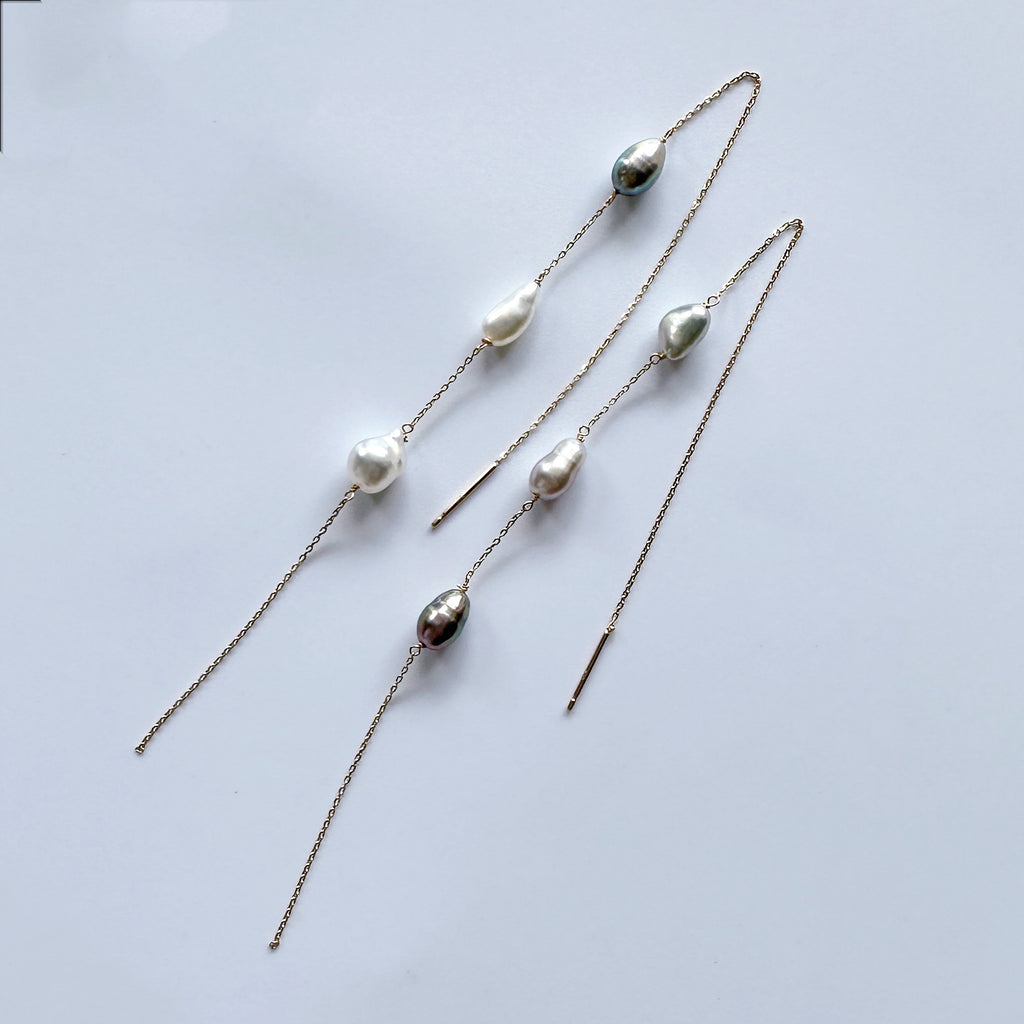 Tahiti station long chain ピアス　一点もの