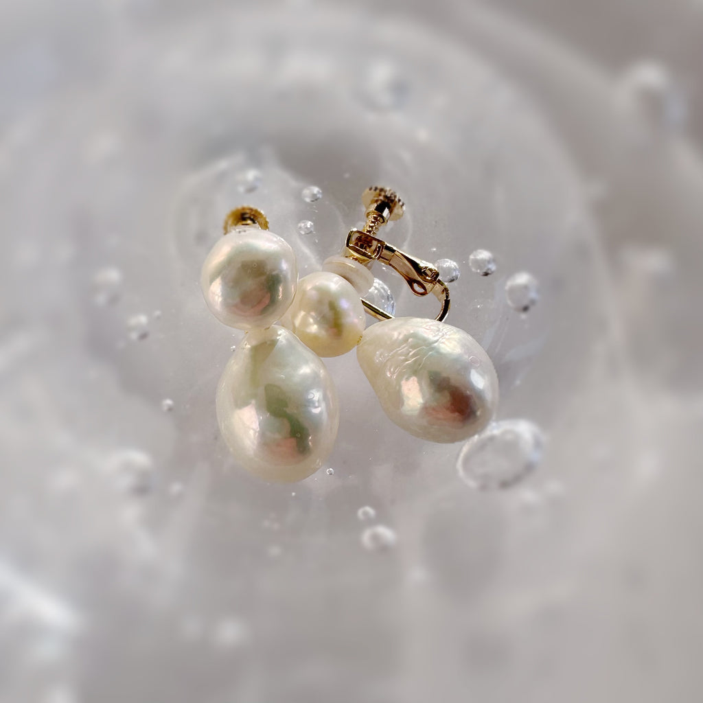 multicolor  twin  pearl ピアス　イヤリング - hikari pearl.