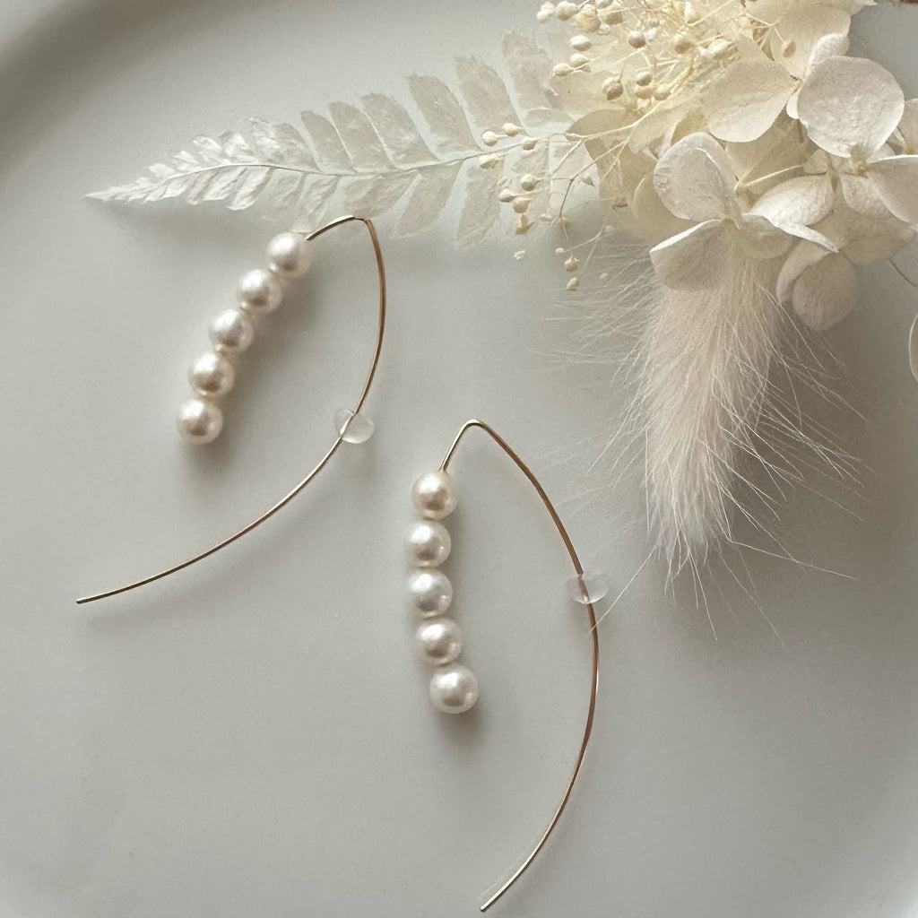 14kgf  5  pearls marquis ピアス - hikari pearl.