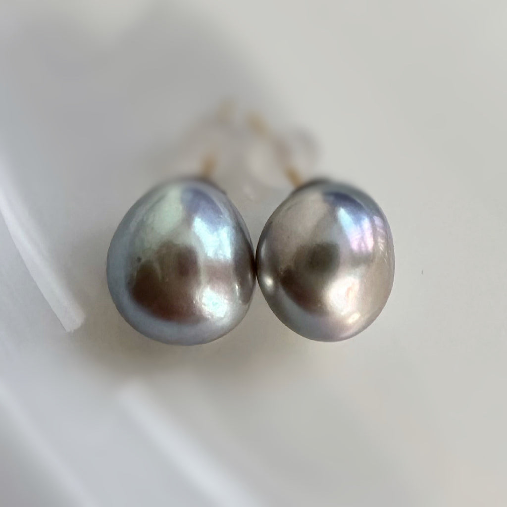 "Pearl Plump Gray パール プランプ グレー" ピアス　イヤリング - hikari pearl.