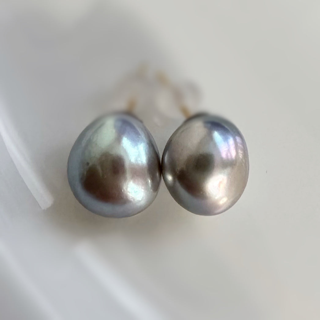 "Pearl Plump Gray パール プランプ グレー" ピアス　イヤリング - hikari pearl.