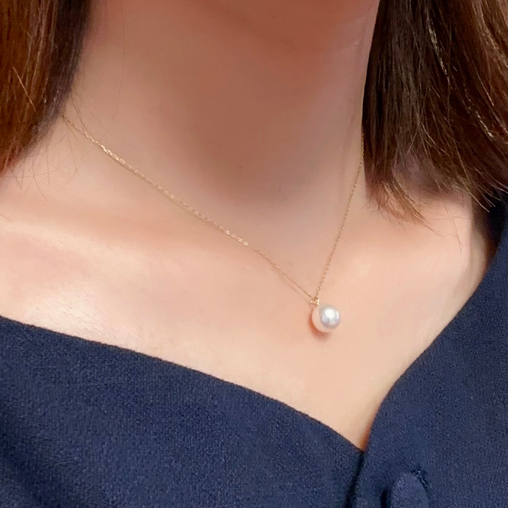 "mum マム"  single pearl necklace k10