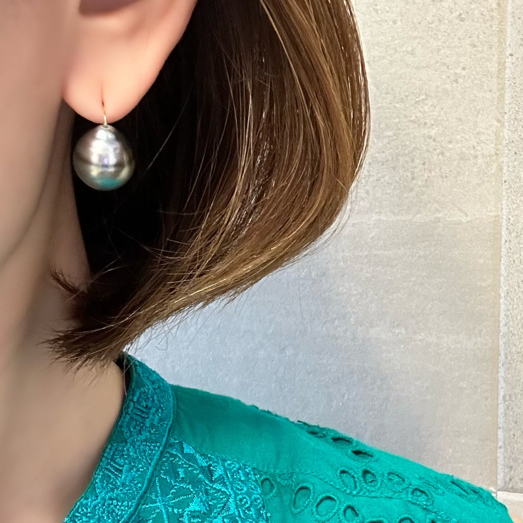 一点もの　k18 tahiti pearl  ピアス - hikari pearl.